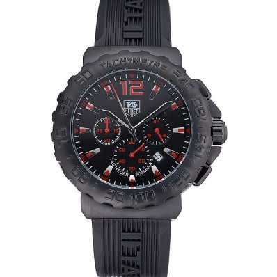 2016 Tag Heuer Formula 1 Chronograph Black Dial Black Bezel Red Numerals 622408