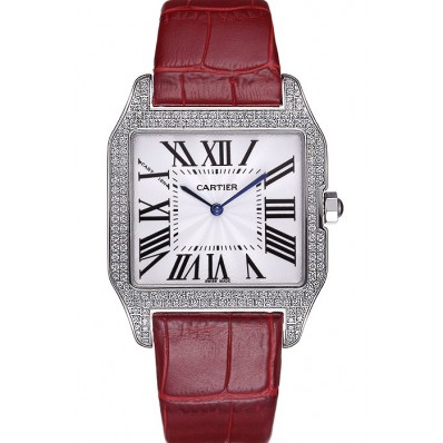 Best Cartier Santos 100 Diamond Silver Bezel 621928