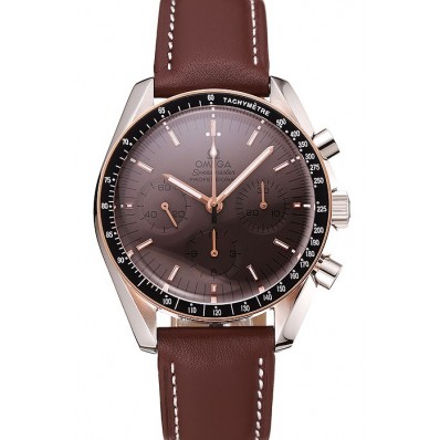 Best Replica Swiss Omega Speedmaster Professional Brown Dial Gold Accents Brown Leather Bracelet 1453938