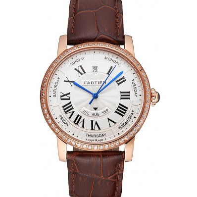 Best Swiss Cartier Ballon Bleu GMT Silver Dial Stainless Steel Case Two Tone Rose Gold Steel Bracelet