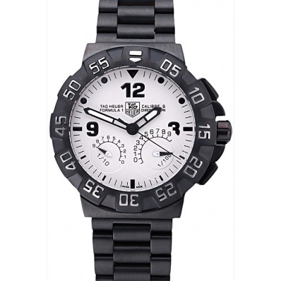 Best Tag Heuer Formula One Calibre S White Dial Ion Plated Steinless Steel Bracelet 622298