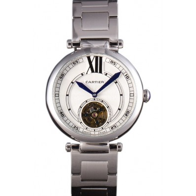Cartier Ballon Bleu Flying Tourbillon Silver Stainelss Steel Strap 621452