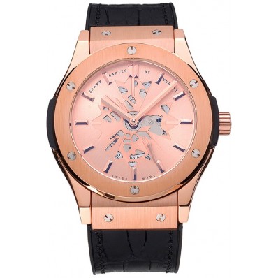 Cheap Hublot Classic Fusion Shawn Carter Gold Case Black Leather Strap 622818