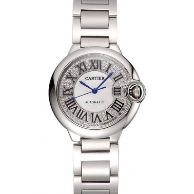Copy Luxury Swiss Cartier Ballon Bleu 40 MM Diamond Dial Staineless Steel Bracelet 1453893