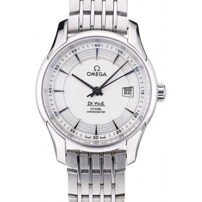 Copy Omega Swiss DeVille Stainless Steel Bezel White Dial 7601