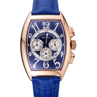 Designer Franck Muller Casablanca Blue Croco Leather Strap Blue Dial 80278