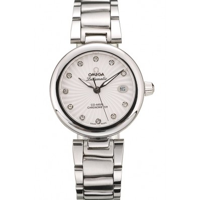 Designer Imitation Omega DeVille Ladymatic Stainless Steel Strap White Dial