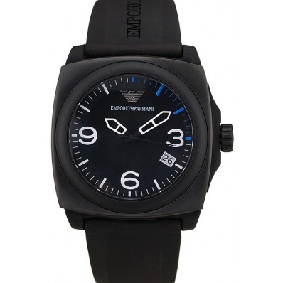 Emporio Armani Classic Black Rubber Strap Black Ceramic Bezel