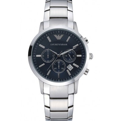 Emporio Armani Classic Chronograph Dark Blue Dial Stainless Steel Bracelet 622338