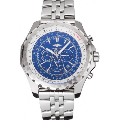 Fake Designer Breitling Bentley Motors T Blue Dial Stainless Steel Case And Bracelet 622222