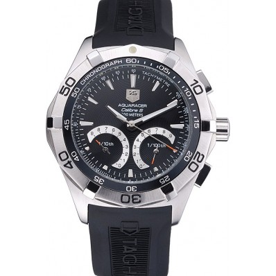 Fake Fashion Tag Heuer Aquaracer Calibre S Black Dial Black Rubber Band 622406