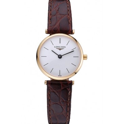 Fake Longines La Grande Classique White Dial Brown Leather Strap Femme 622120