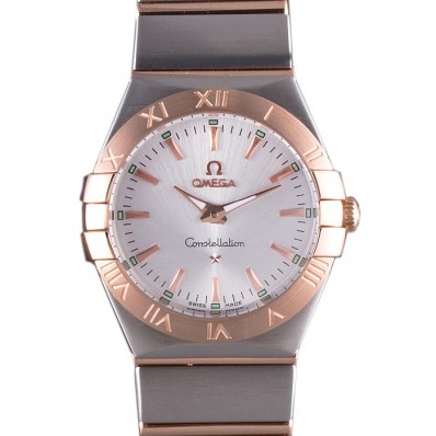 Fake Omega Constellation Rose Gold Bezel Two Tone Band som101 621481