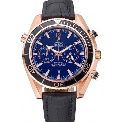 High Quality Knockoff Omega Seamaster Planet Ocean Chronograph Ceragold Black Dial 622391