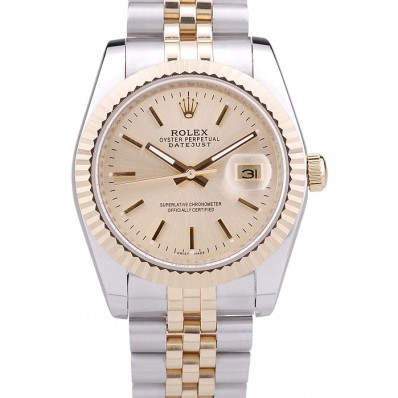 Hot Rolex Datejust Gold Dial Ribbed Bezel 7450