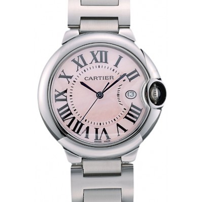 Imitation Cartier Ballon Bleu 38mm Pink Dial Stainless Steel Case And Bracelet
