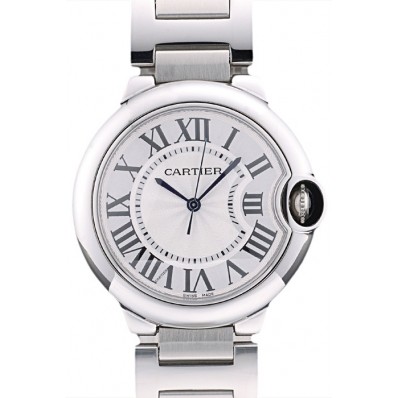 Imitation Cartier Ballon Bleu 38mm White Dial Stainless Steel Case Two Tone Silver Bracelet