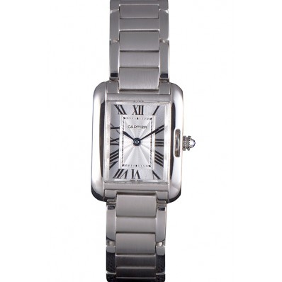 Imitation Cartier Tank Anglaise 23mm Silver Dial Stainless Steel Case And Bracelet