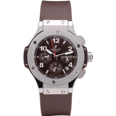 Imitation Hublot Big Bang Brown Strap White Dial Watch