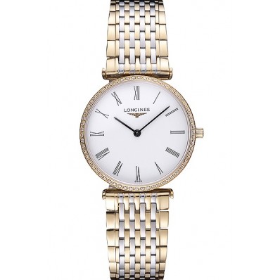Imitation Longines La Grande Classique Two Tone Band White Dial Diamond Bezel Homme 622103