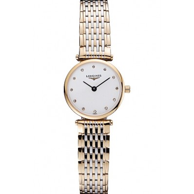 Imitation Longines La Grande Classique Two Tone Band White Dial Diamond Markers Femme 622102