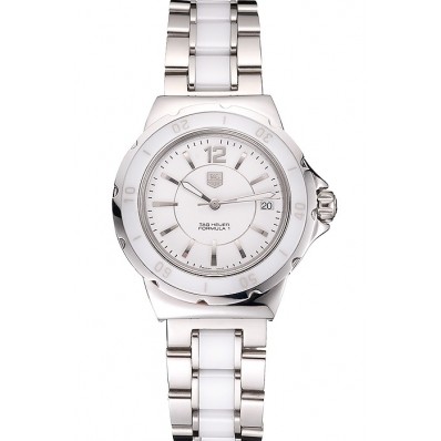 Imitation Tag Heuer Formula 1 White Ceramic Bezel White Dial