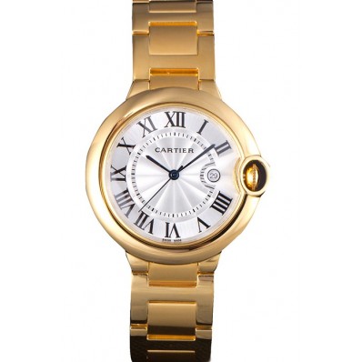Imitation Top Cartier Ballon Bleu 42mm White Dial Gold Case And Bracelet