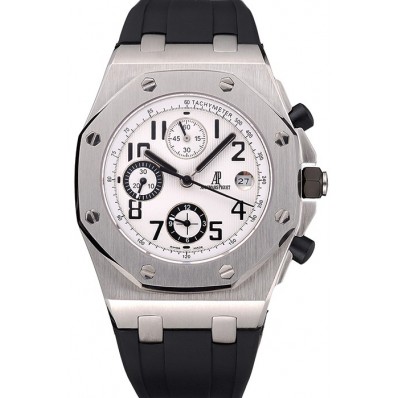 Knockoff AAA Swiss Audemars Piguet Royal Oak Offshore White Dial Stainless Steel Case Black Rubber Strap 622853