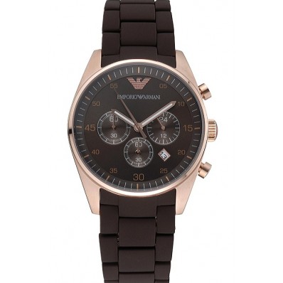Knockoff Best Emporio Armani Sportivo Chronograph Brown Dial Gold Case Brown Bracelet 622346