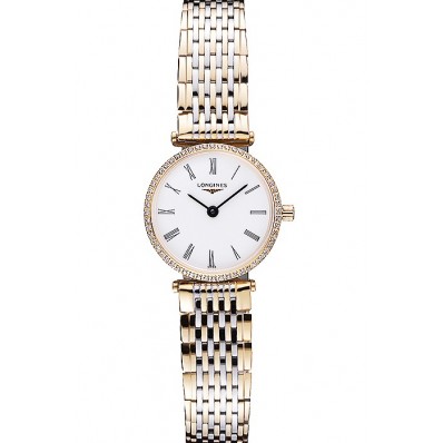 Longines La Grande Classique Two Tone Band White Dial Diamond Bezel Femme 622104