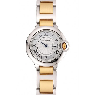 Luxury Cartier Ballon Bleu 30mm White Dial Stainless Steel Case Two Tone Bracelet