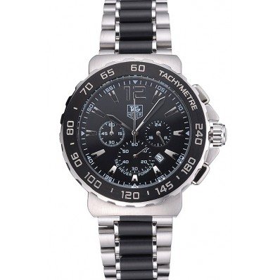 Luxury Copy Tag Heuer Formula 1 Chronograph Black Dial Black Bezel Two Tone Stainless Steel Band 622412