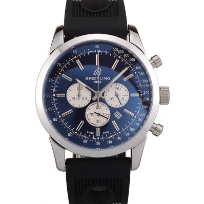 Luxury Imitation Breitling Transocean Black Dial Black Rubber Strap Polished Stainless Steel Bezel
