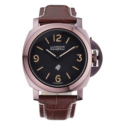 Luxury Imitation Panerai Luminor Brown Leather Strap Black Dial 80164