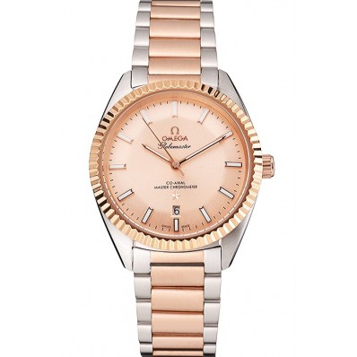 Omega Globemaster Rose Gold Dial Stainless Steel Case Rose Gold Bezel Two Tone Bracelet