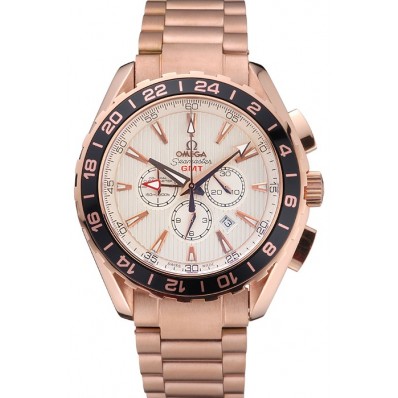 Omega Seamaster Aqua Terra Chrono GMT Ivory Dial Gold Bracelet 622533