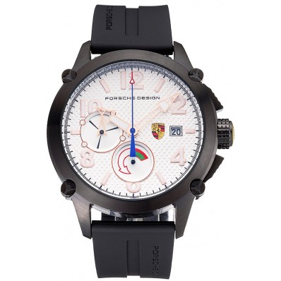 Porsche Design Indicator White Dial Black Case Black Rubber Strap