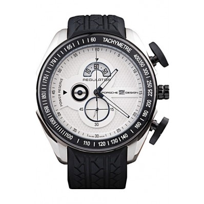Porsche Regulator Power Reserve Black Case White Dial