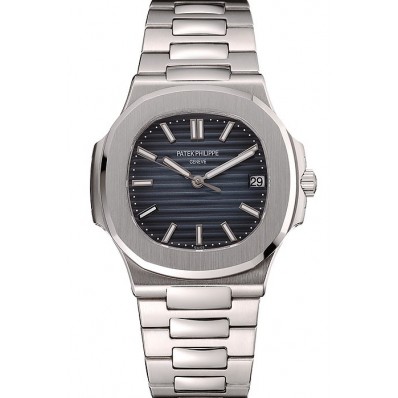 Replica AAAAA Swiss Patek Philippe Nautilus Black-Blue Dial Stainless Steel Bracelet 1453948