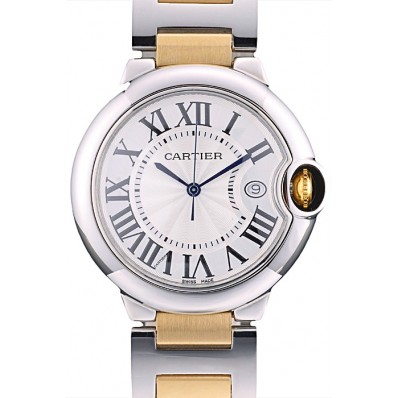 Replica Cartier Ballon Bleu 38mm White Dial Stainless Steel Case Two Tone Gold Bracelet