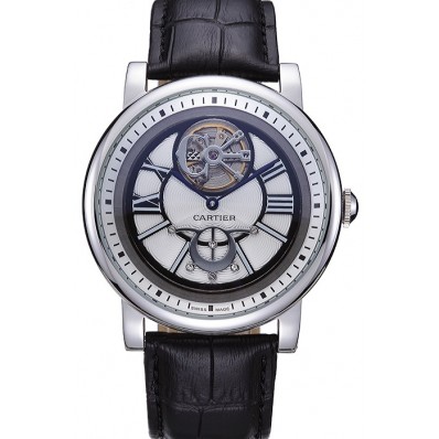 Replica Cartier Rotonde Flying Tourbillon White Dial 621945