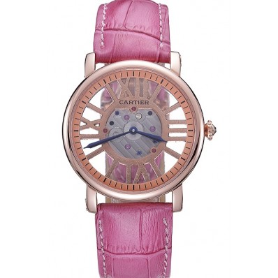 Replica Cartier Rotonde Skeleton Flying Tourbillon Pink 621964