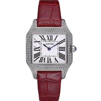 Replica Cartier Santos 100 Diamond Silver Bezel 621916