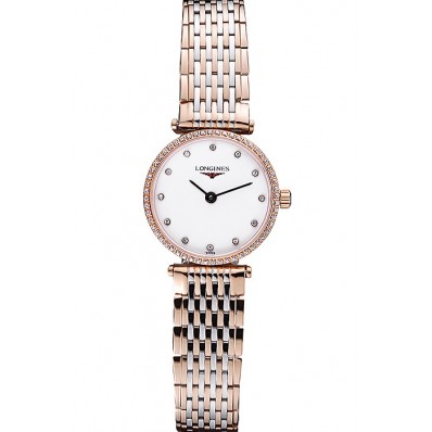 Replica Longines La Grande Classique Rose Gold White Dial Diamond Bezel Femme 622106