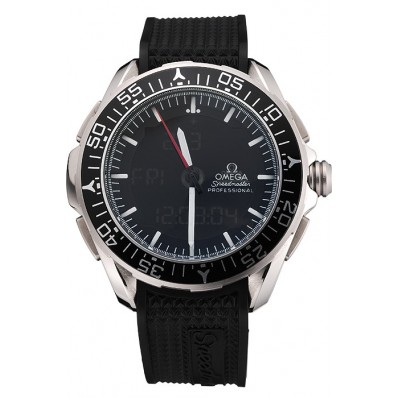 Replica Omega Speedmaster Skywalker X-33 Black Dial White On Black Bezel Stainless Steel Case Black Rubber Strap
