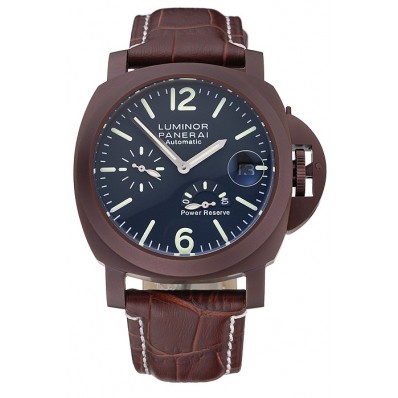 Replica Panerai Luminor Brown Leather Strap Black Dial 80162