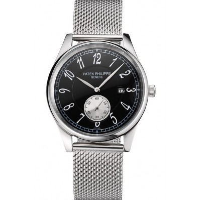 Replica Patek Philippe Calatrava Small Seconds Black Dial Stainless Steel Case And Bracelet