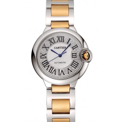 Replica Swiss Cartier Ballon Bleu 40 MM Diamond Dial Gold And Staineless Steel Bracelet 1453889