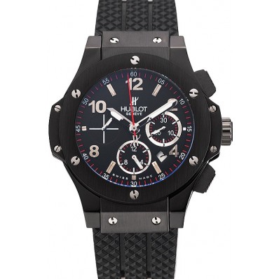 Replica Swiss Hublot Big Bang Black Dial Black Case Black Rubber Bracelet 1453901