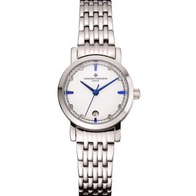 Replica Vacheron Constantin Fine White Dial Blue Marks Stainless Steel Case And Bracelet